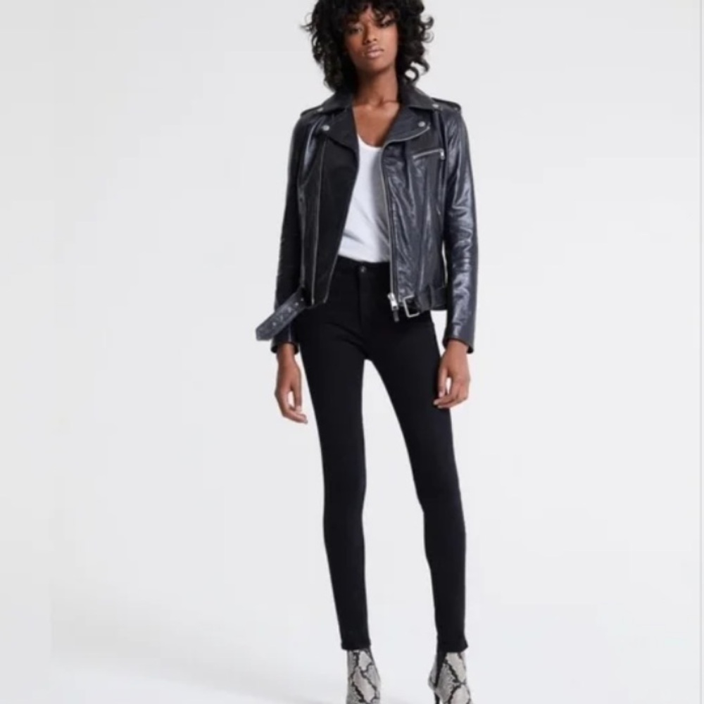AG Adriano Goldschmied Black Velvet The Farrah High-Rise Skinny Jeans - Size 29